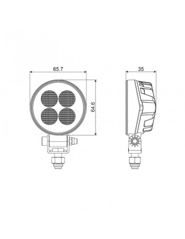 faro de trabajo led, 12 w, 1200 lm, redondo, 12/24 v, blanco, 65,7 x 85,8 x 35 mm enchufe deutsch, luz de proyección, 8