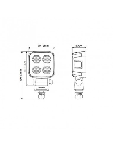 faro de trabajo led, 40 w, 2650 lm, cuadrado, 12/24 v, blanco, 70,1 x 126,6 x 49,7 mm, enchufe deutsch, luz de proyecció