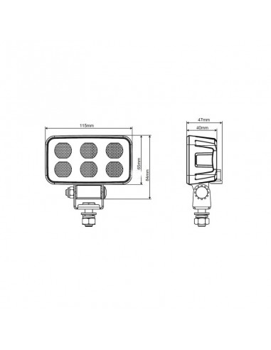 faro de trabajo led, 60 w, 4630 lm, rectangular, 12/24 v, blanco, 115 x 65 x 47 mm enchufe deutsch, luz de proyección, 1