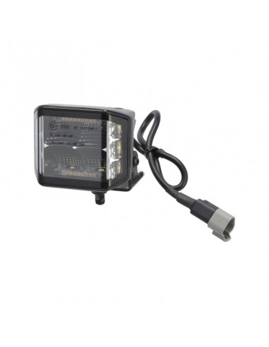 faro de trabajo led, 70w, 8400 lm, cuadrado, 12/24v, blanco/naranja, 97x77x75 mm enchufe deutsch, proyector, 10led's