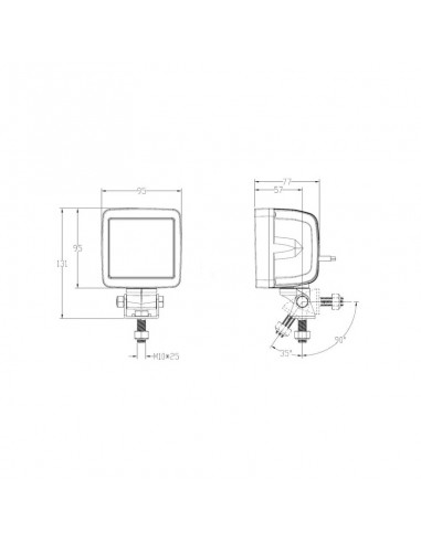faro de trabajo led, 76w, 11970lm, cuadrado, 10/30v, 95x77x131mm, deutsch enchufe, haz luminoso, cabeza giratoria