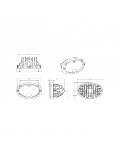faro led, 20/24w, oval, 10/30v, 166x106.2x97.5mm, luz larga/baja, cable abierto de 3 polos montaje empotrado