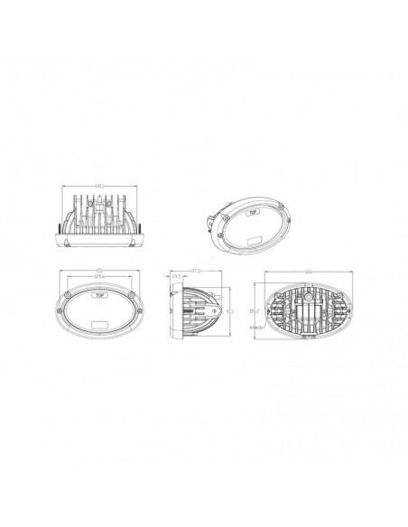 faro led, 20/24w, oval, 10/30v, 166x106.2x97.5mm, luz larga/baja, cable abierto de 3 polos montaje empotrado