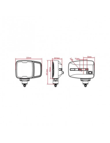 faro led, rectangular, 12/24 v, 220 x 197,2 x 80,5 mm, calefactado, luz de carretera/luz de cruce, anti-nieve, izquierdo