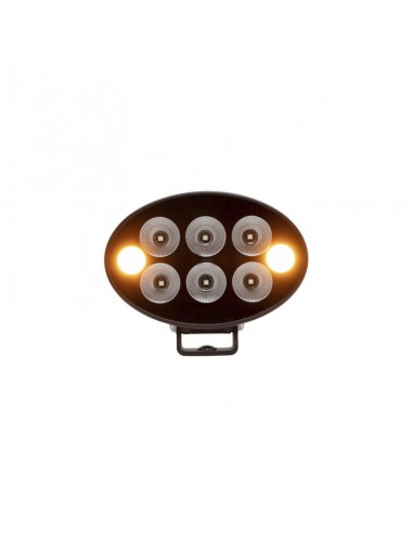 luz de trabajo + advertencia naranja led, 36w, 3500lm, oval, 12/24v, 155x105x58mm, proyector, 6+2 led's, serie black