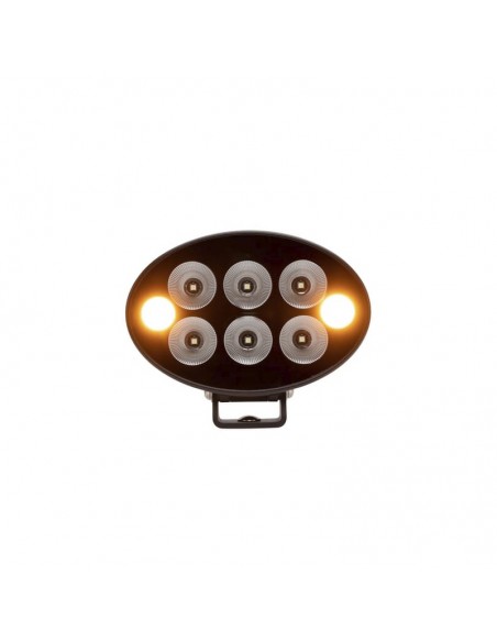 luz de trabajo + advertencia naranja led, 36w, 3500lm, oval, 12/24v, 155x105x58mm, proyector, 6+2 led's, serie black