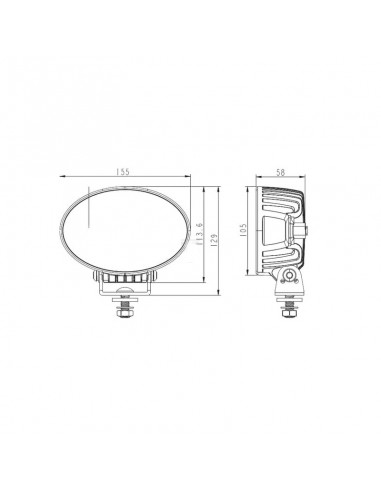 luz de trabajo + advertencia naranja led, 36w, 3500lm, oval, 12/24v, 155x105x58mm, proyector, 6+2 led's, serie black