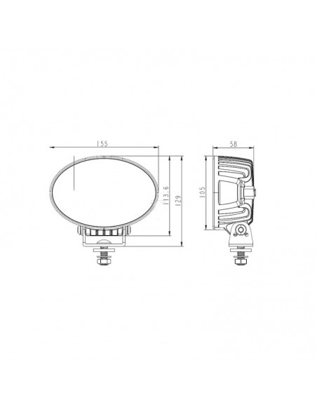 luz de trabajo + advertencia naranja led, 36w, 3500lm, oval, 12/24v, 155x105x58mm, proyector, 6+2 led's, serie black