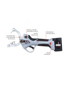 tijera de poda de bateria arvipo ps32 evo2 tag + 2 baterias 2,5 ah + cargador