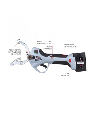 tijera de poda de bateria arvipo ps32 evo2 tag + 2 baterias 2,5 ah + cargador