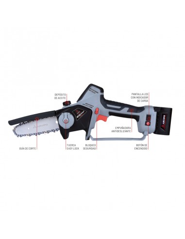 motosierra de bateria arvipo mt32 pro + 1 bateria 2,5 ah + cargador