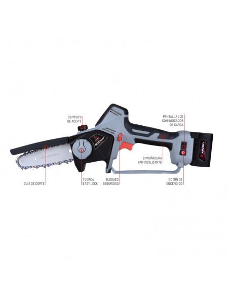 motosierra de bateria arvipo mt32 pro + 1 bateria 2,5 ah + cargador