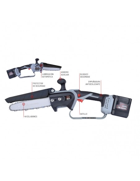 motosierra de bateria arvipo ms37 + 1 bateria 5 ah + cargador