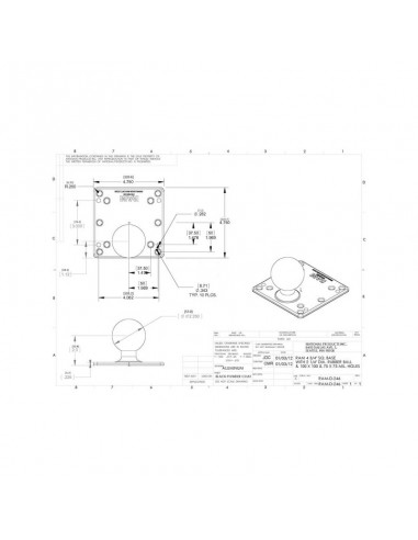 base cuadrada vesa de 75 y 100 mm, bola d/2,25"