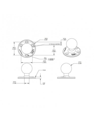 plato grande redondo, bola d/2,25"