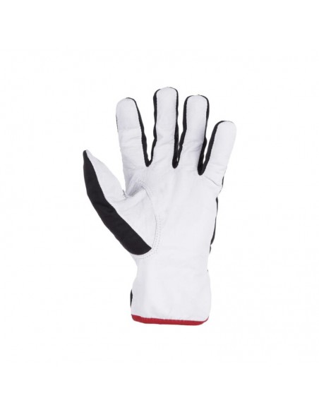 Guantes de montaje de piel de cabra 1.015, negro/blanco, cuero/poliéster, talla L (9)