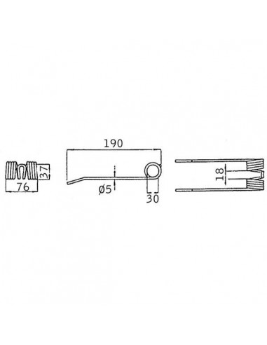 0940522100N - Dientes Pick-up Welger Adaptable 190x76 mm.