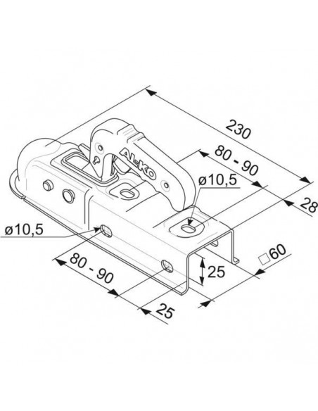 1224343 - Enganche de Bola AK7 Carg. Max. 750 Kg. Sin Freno