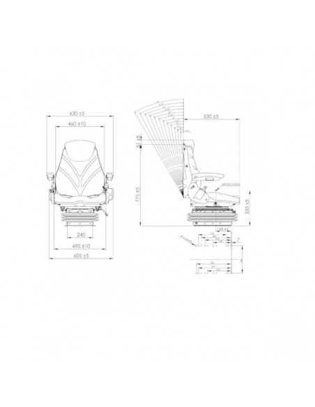 TS55000GP - Asiento Suspensión Mecánica con Recubrimiento Textil