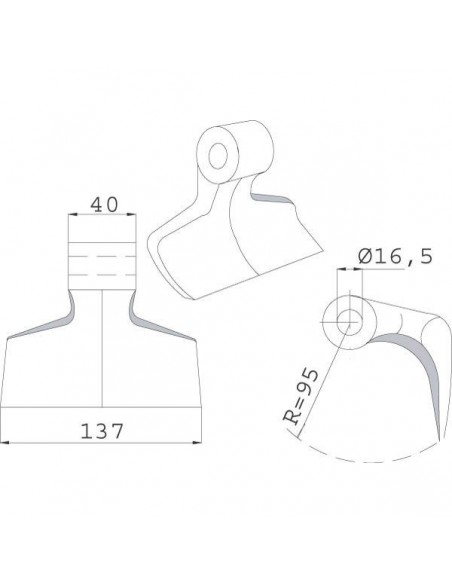 CK0950 - Martillo Berti Trituradora 137x16,5 mm.