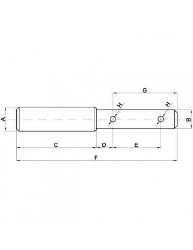 Z325168HKR - Bulón Brazo Superior Dos Orificios 19/25x168 mm. Z325168HKR - Bulón Brazo Superior Dos Orificios 19/25x168 mm.