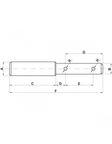 Z325168HKR - Bulón Brazo Superior Dos Orificios 19/25x168 mm. Z325168HKR - Bulón Brazo Superior Dos Orificios 19/25x168 mm.