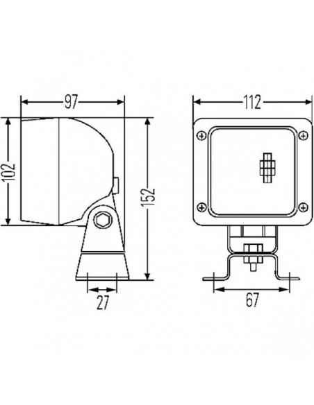 1GA007506011 - Foco Trabajo Cuadrado H3 12V 97x102 mm.