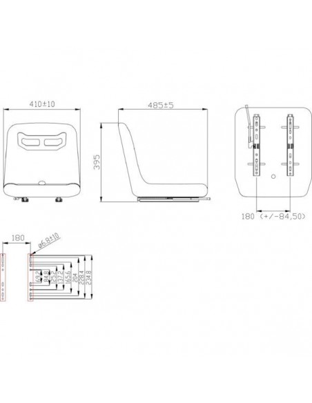 TS11000GP - Interruptor de asiento de PVC 395x320 mm.