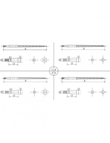 FT410451GP - Púa Alpaca 35x1100 mm. Casquillo + Tuerca
