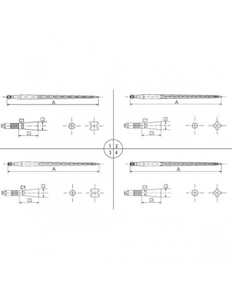 FT410451GP - Púa Alpaca 35x1100 mm. Casquillo + Tuerca