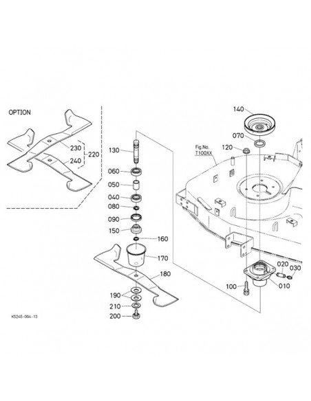 K524371930GN - Kubota Cuchilla Izquierda Segadora Cortacésped Plataforma Corte RC42-GZD