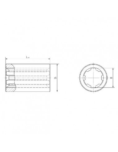 6740101KR - Manguito Estriado 1,3/8"-6 Dientes 100 mm 6740101KR - Manguito Estriado 1,3/8"-6 Dientes 100 mm