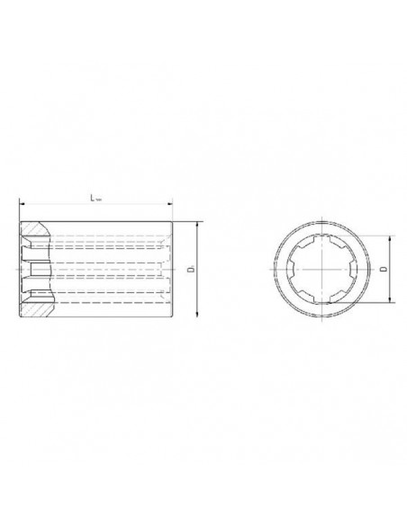 6740101KR - Manguito Estriado 1,3/8"-6 Dientes 100 mm 6740101KR - Manguito Estriado 1,3/8"-6 Dientes 100 mm