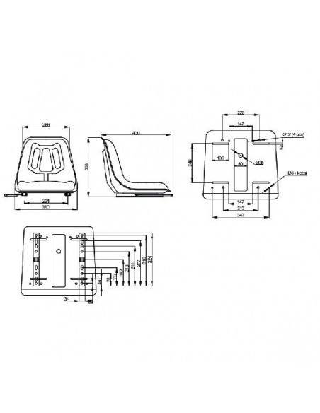 TS13000GP - Asiento PVC Amarillo Sin Amortiguación 380x363 mm.