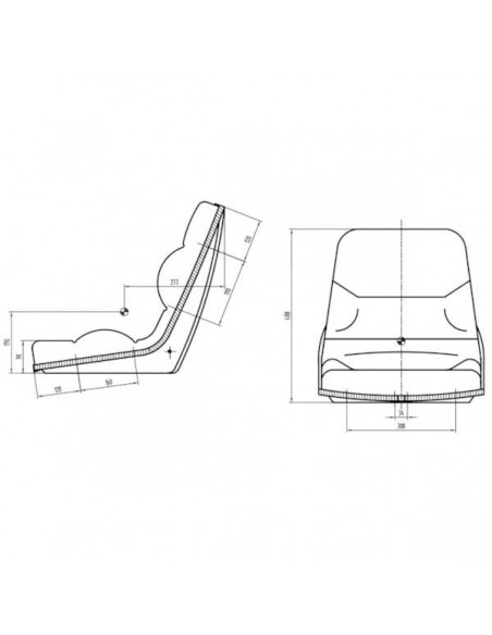 TS14000GP - Asiento PVC Negro Sin Amortiguación 470x480 mm.
