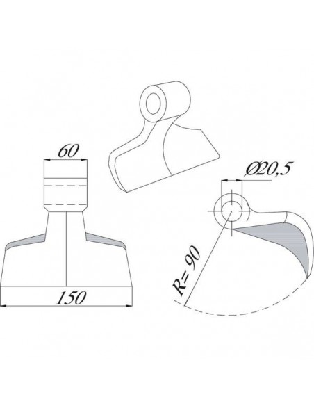M03400410R - Martillo 14 Maschio Trituradora M03400410R - Martillo 14 Maschio Trituradora