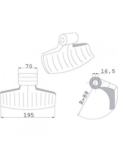 CK0800 - Martillo Aedes  Adaptable Trituradora 16,5x195x70 mm. CK0800 - Martillo Aedes  Adaptable Trituradora 16,5x195x70 mm.