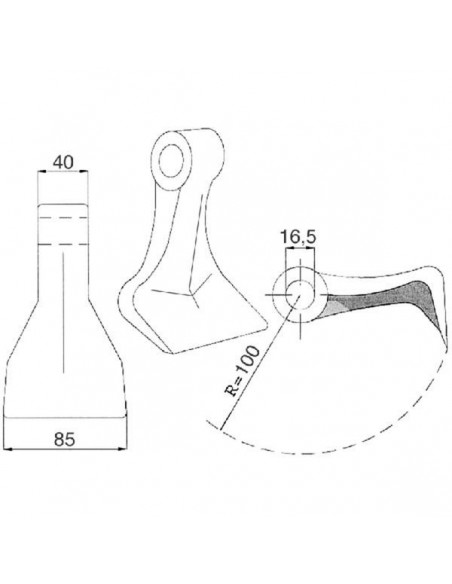 CK1180 - Martillo Agrimaster Adaptable Trituradora 16,5x85x40 mm.