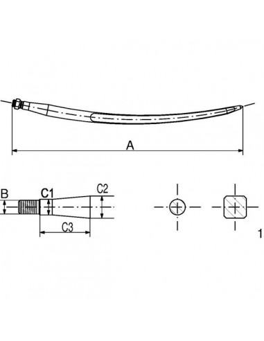RT3GP - Púa Alpaca  Recta 36x1000mm. 