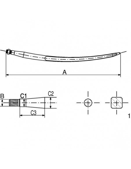 RT3GP - Púa Alpaca  Recta 36x1000mm. 