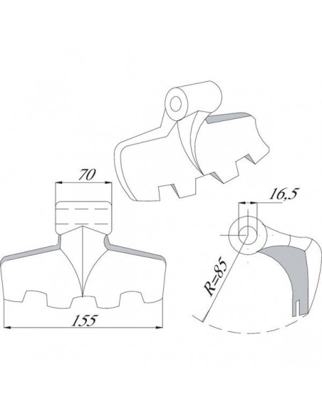 CK2510 - Martillo Fischer Adaptable Trituradora 16,5x155x70 mm. CK2510 - Martillo Fischer Adaptable Trituradora 16,5x155x70 mm.