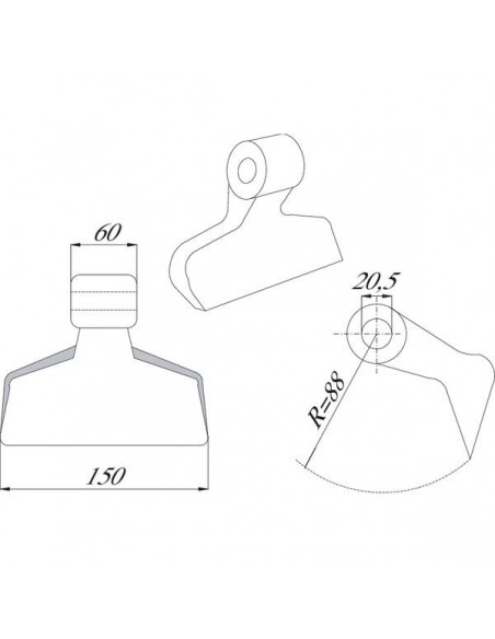 CK3030 - Martillo Humus Adaptable Trituradora 20,5x150x60 mm. CK3030 - Martillo Humus Adaptable Trituradora 20,5x150x60 mm.
