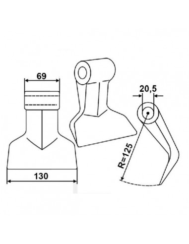 CK3040 - Martillo Sauerburger Adaptable Trituradora 20,5x130x69 mm. CK3040 - Martillo Sauerburger Adaptable Trituradora 20,5x130x69 mm.