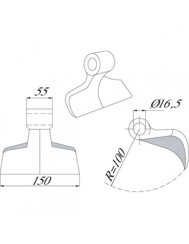 CK3440 - Martillo Maletti Adaptable Trituradora 16,5x150x55 mm.