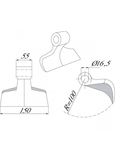 CK3440 - Martillo Maletti Adaptable Trituradora 16,5x150x55 mm.