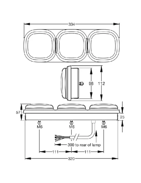 L1300LB - Britax Piloto Trasero Rectangular 334x112x57mm 