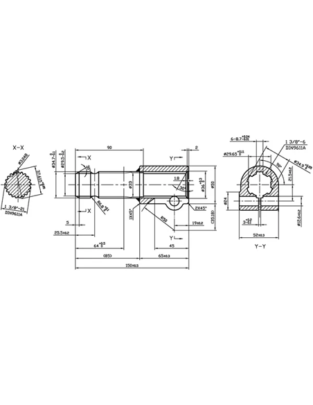 6710121KR - Reductor TDF con Tornillo 1 3/8" Z6 - 1 3/8" Z21
