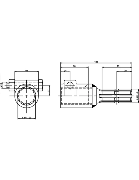 6710166KR - Reductor TDF con Tornillo 1 3/4" Z20 - 1 3/8" Z6
