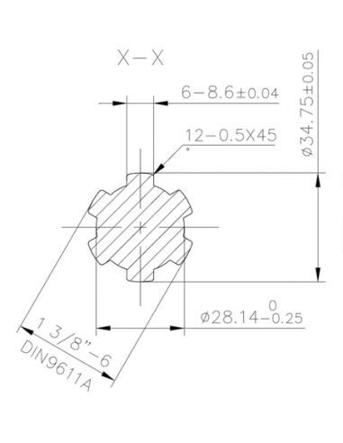 6710006KR - Reductor TDF con Tornillo 1 3/4" Z6 - 1 3/8" Z6