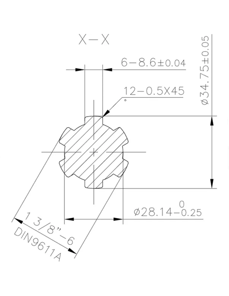 6710006KR - Reductor TDF con Tornillo 1 3/4" Z6 - 1 3/8" Z6